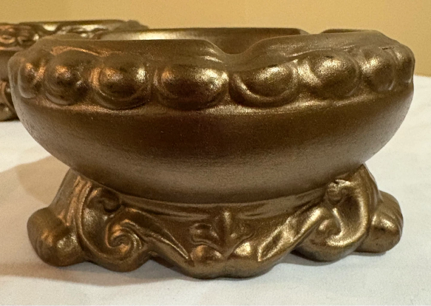 Ceramic Ornate Vintage Style Ashtray Set - Bronze Finish - photo 5