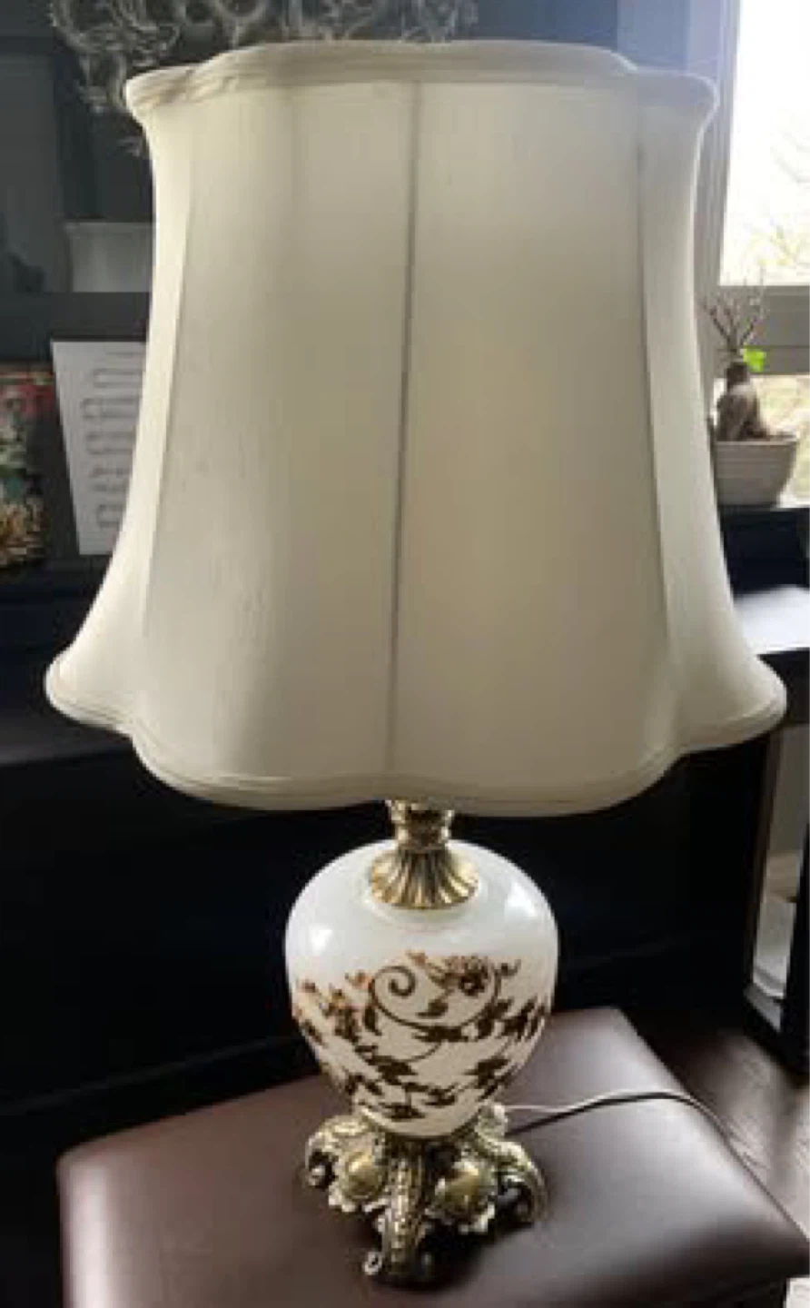 Vintage Italian Table Lamp with Floral Accents