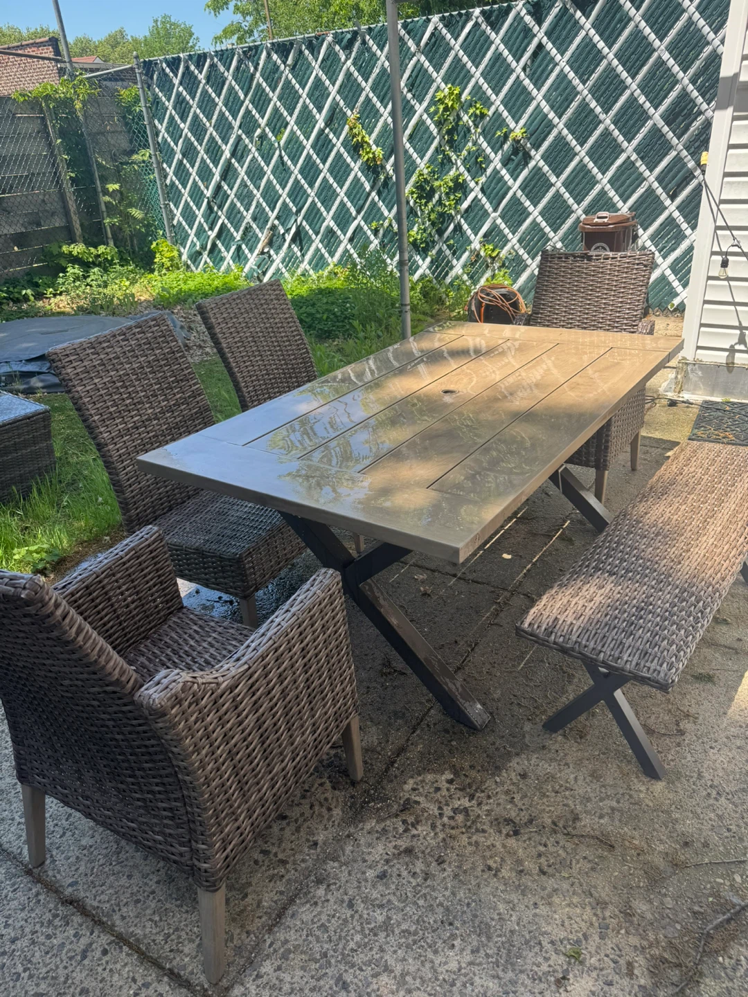 Wicker Outdoor Dining Set with Table and Chairs - photo 4