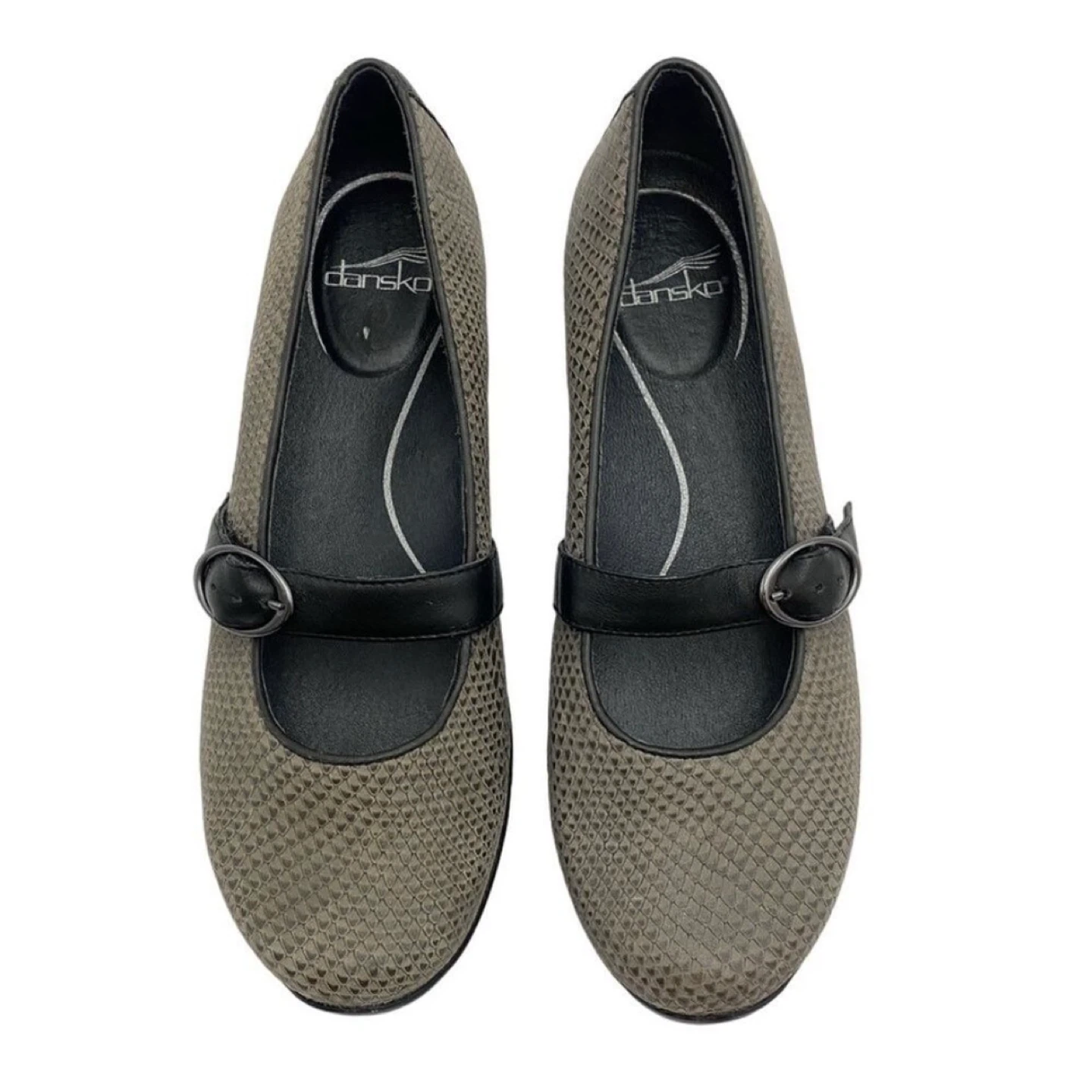 Dansko Orla Mary Jane Shoes Sz 39 Grey Snakeskin Print Leather