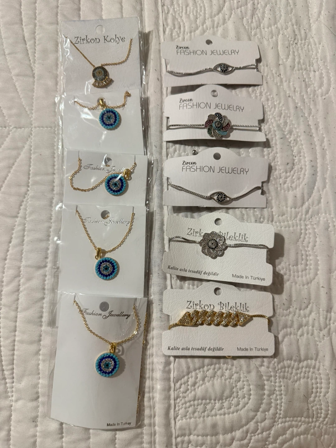 Zircon Evil Eye Necklaces and Bracelets