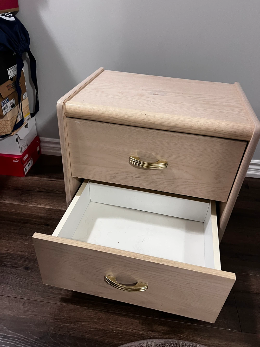 Light Wood 2-Drawer Nightstand - photo 2