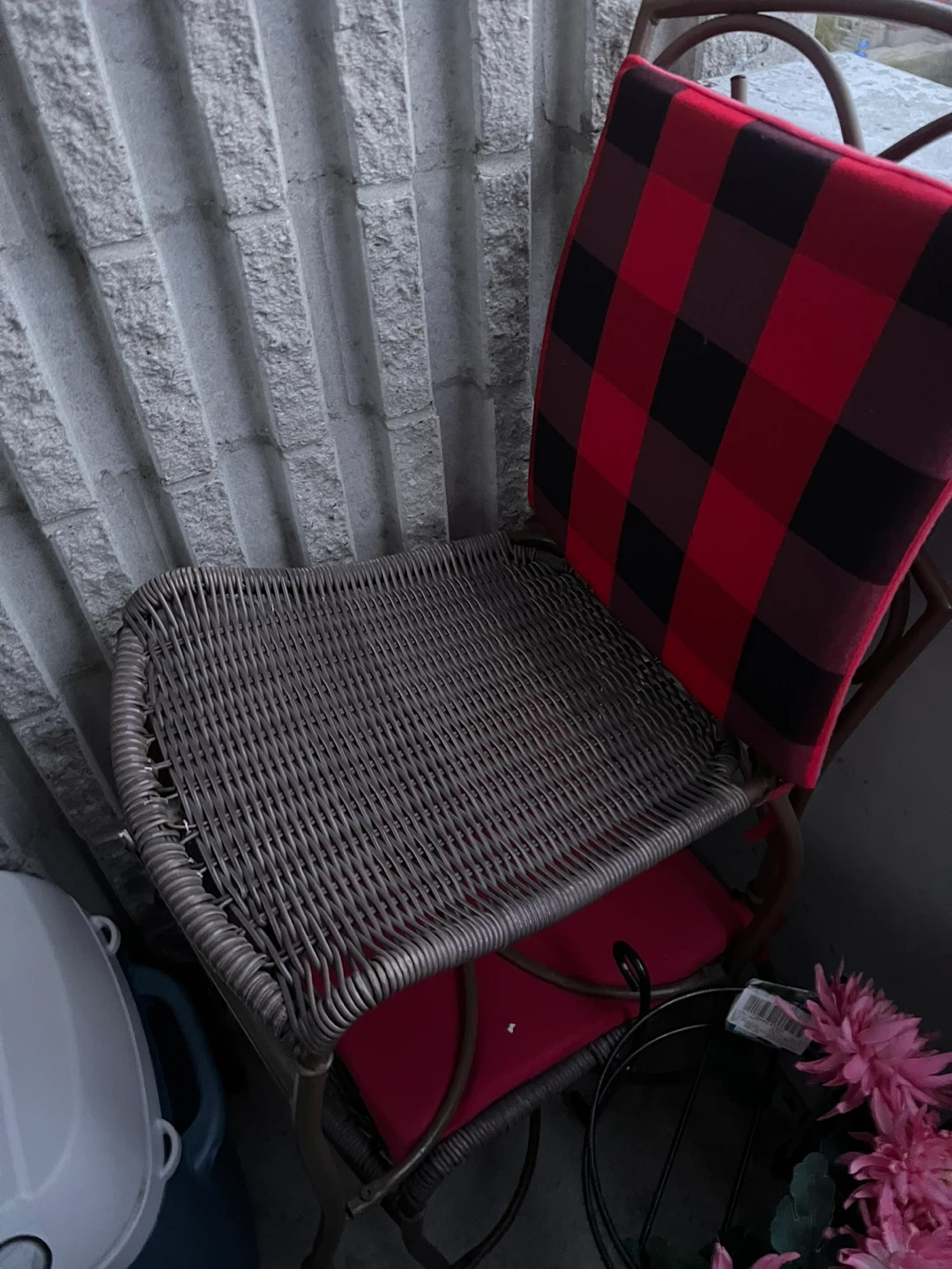 Wicker Patio Chair with Red Cushion x2 - photo 2