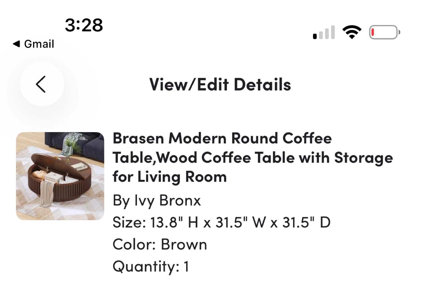 Brasen Modern Round Coffee Table with Storage - Brown