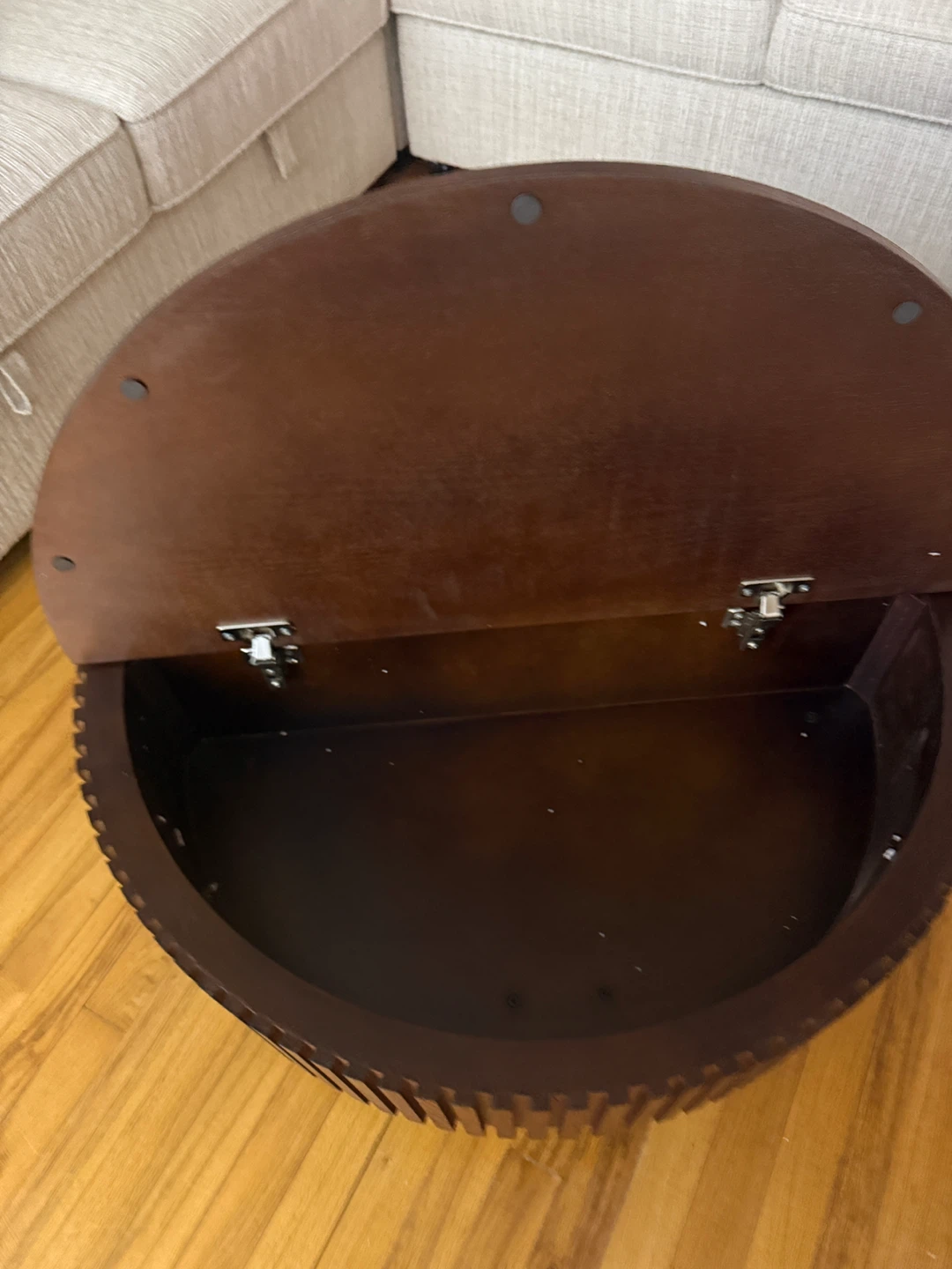 Brasen Modern Round Coffee Table with Storage - Brown - photo 5