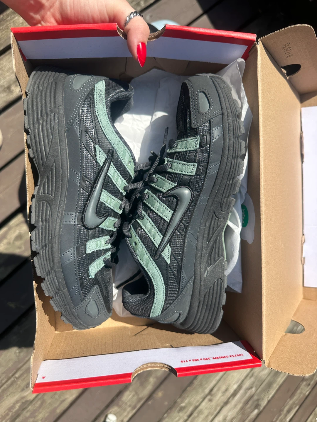Nike P-6000 Sneakers - Grey/Green - Youth Size 5.5Y