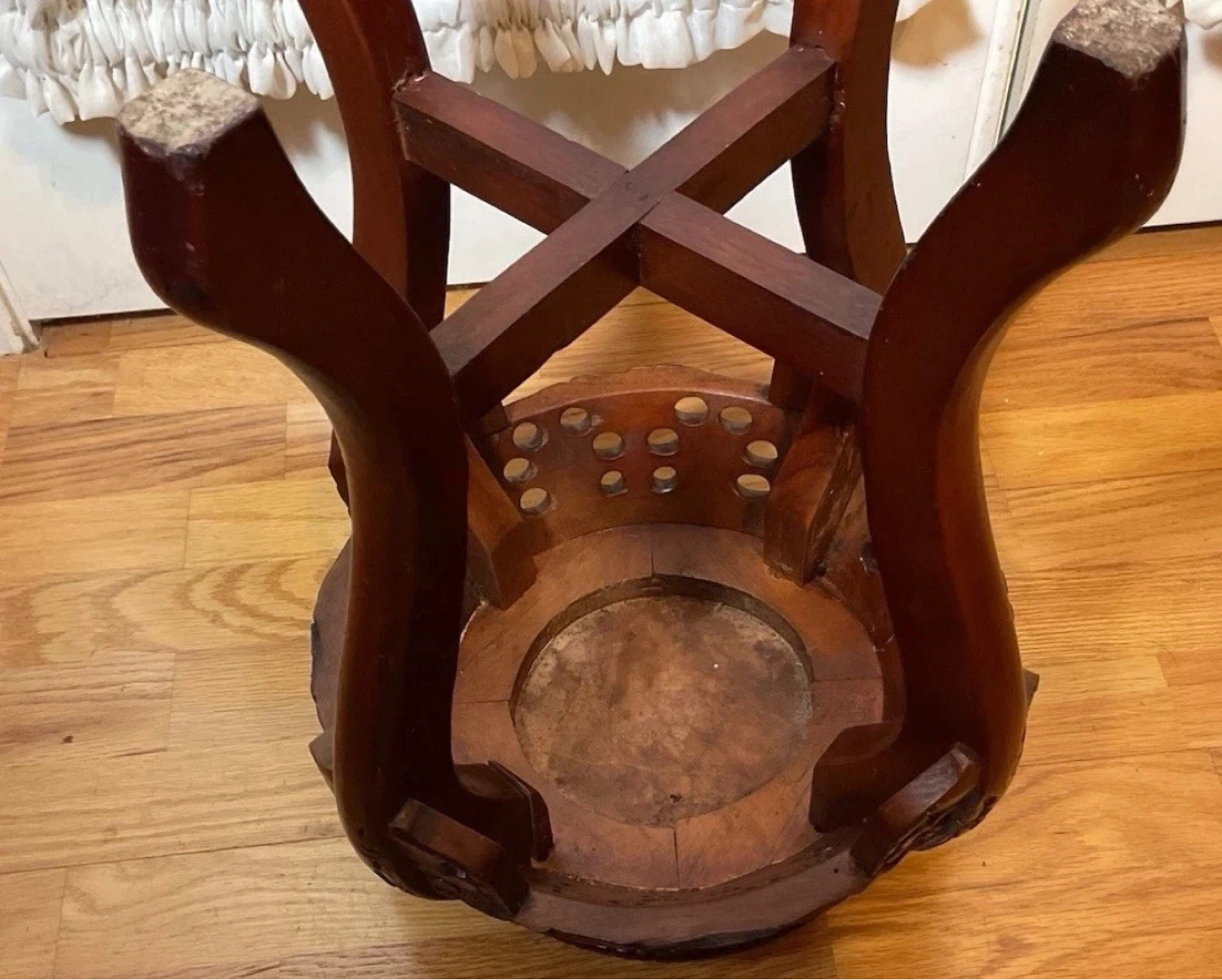 VTG 19th Century Chinese Rosewood Jardinière Marble Plant Stand - photo 4