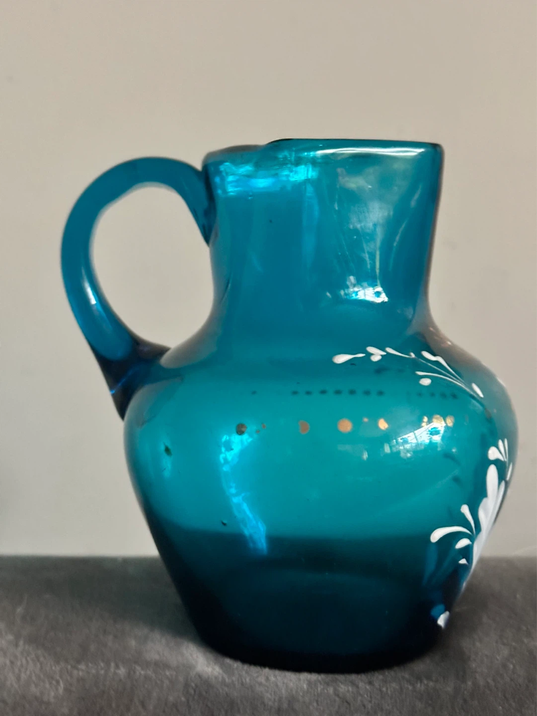Victorian Blown Glass Jug Hand-painted Enamel - photo 3
