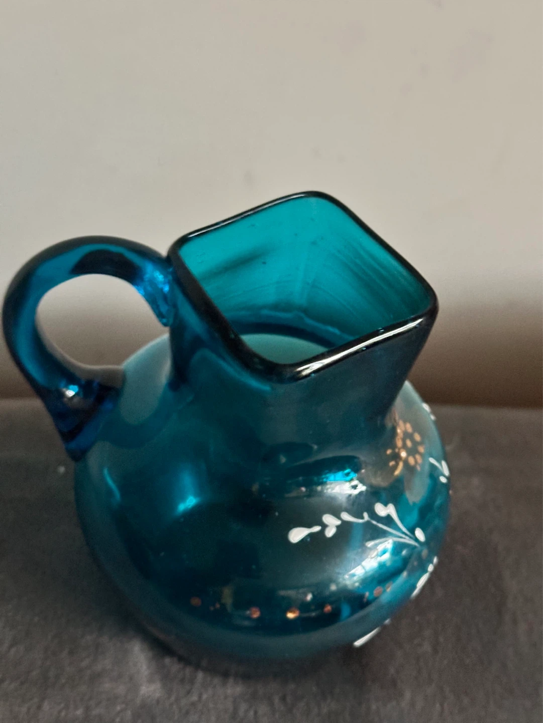 Victorian Blown Glass Jug Hand-painted Enamel - photo 4