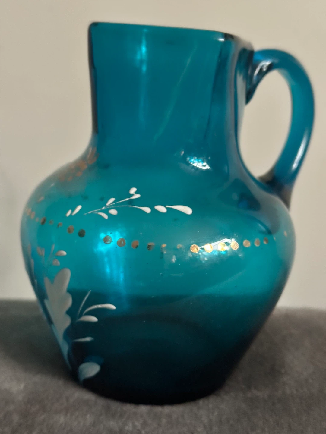 Victorian Blown Glass Jug Hand-painted Enamel - photo 2
