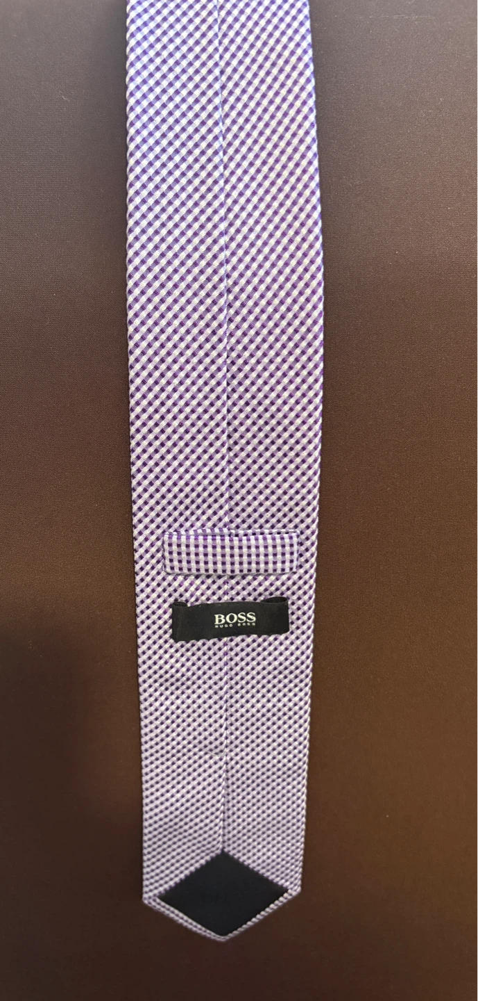 Hugo Boss Purple and White Silk Jacquard Tie - photo 2