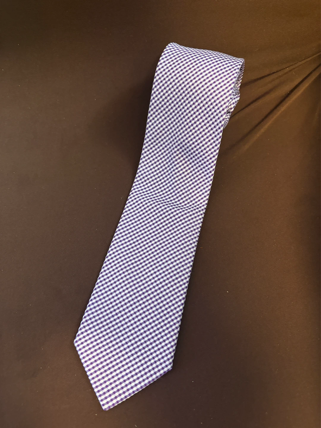 Hugo Boss Purple and White Silk Jacquard Tie