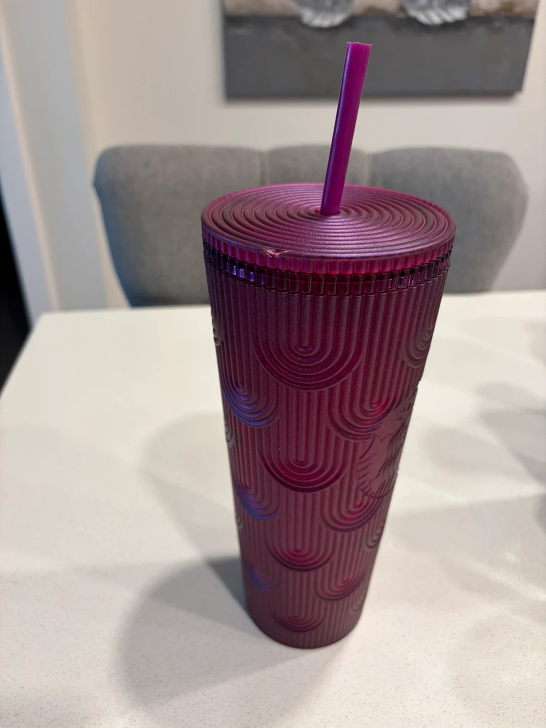 Purple Tumbler with Straw