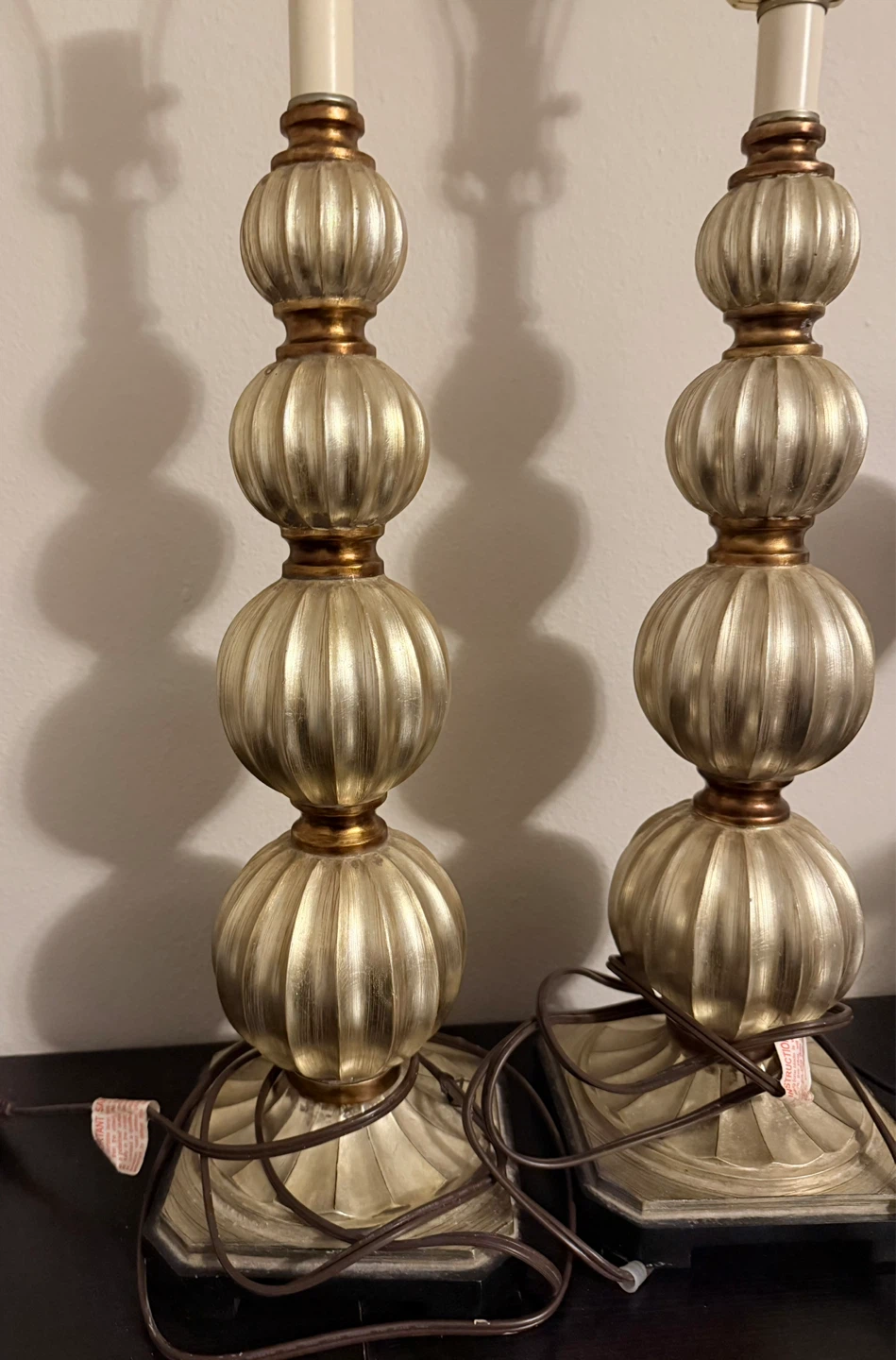 1980s Uttermost Silver and Gold Stacked Ball Table Lamp (1) - photo 4