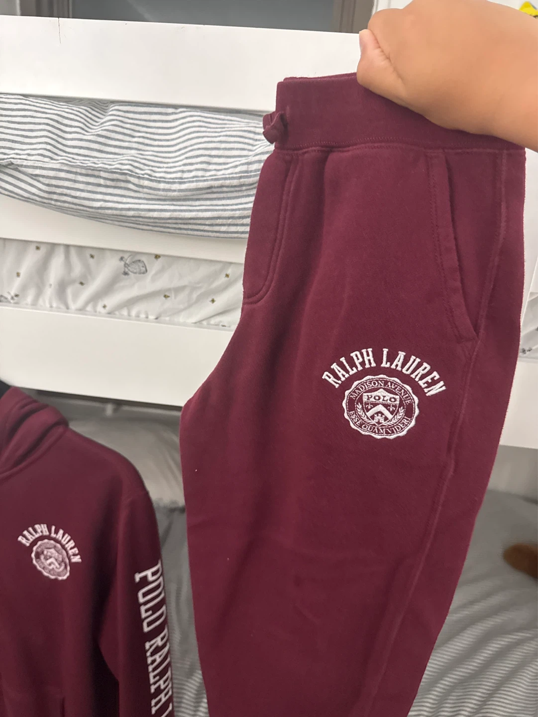 Polo Ralph Lauren Burgundy Joggers & Hoodie Set - L (14-16) - photo 3