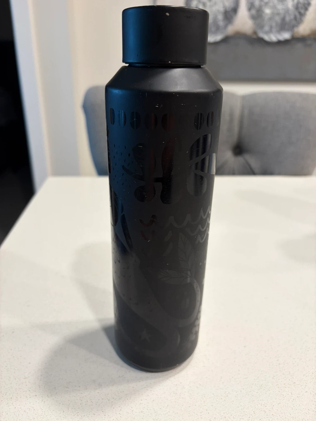 Black Water Bottle with Graphics