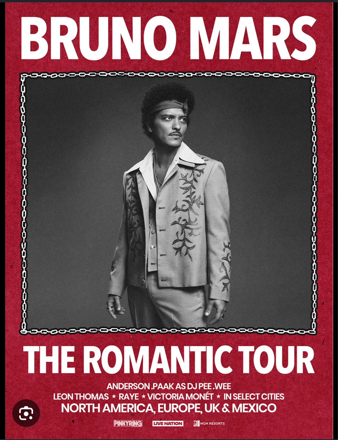 Bruno Mars The Romantic Tour 2x tickets $299 each