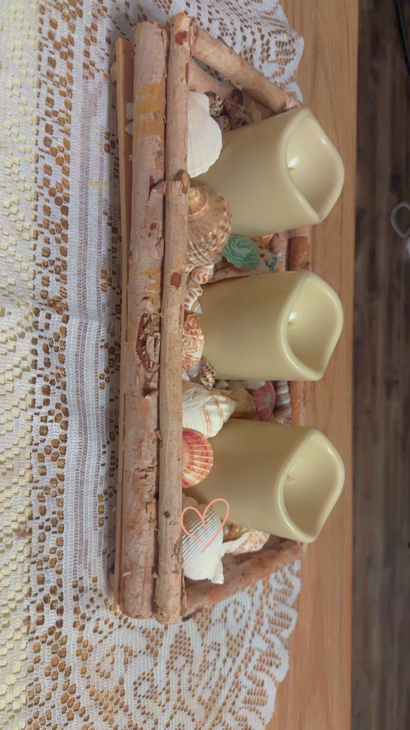 Nautical LED Candle Holder with Seashells - photo 5