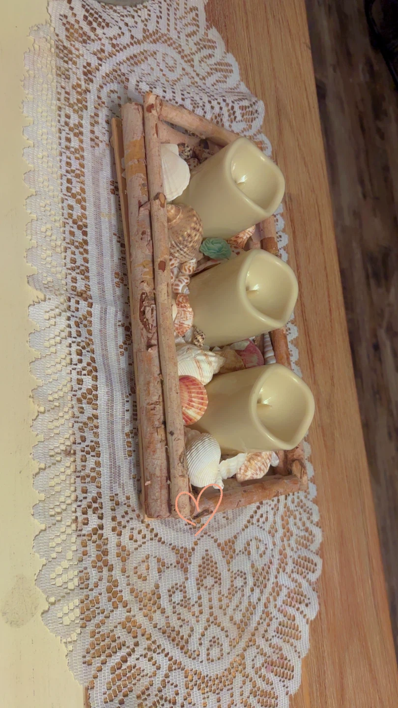 Nautical LED Candle Holder with Seashells - photo 2