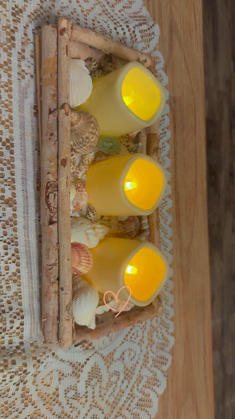 Nautical LED Candle Holder with Seashells