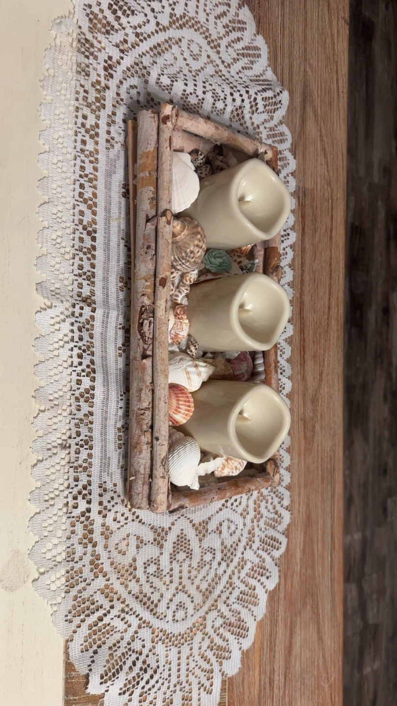 Nautical LED Candle Holder with Seashells - photo 4