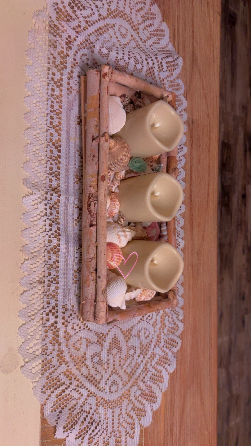 Nautical LED Candle Holder with Seashells - photo 3