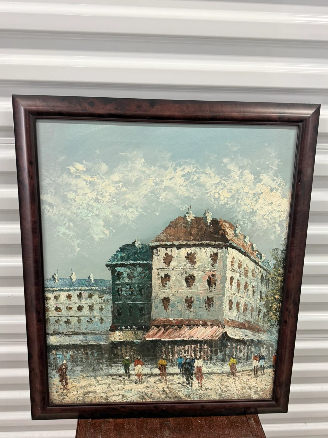 VTG Caroline Burnett Oil Painting of Europe Street view