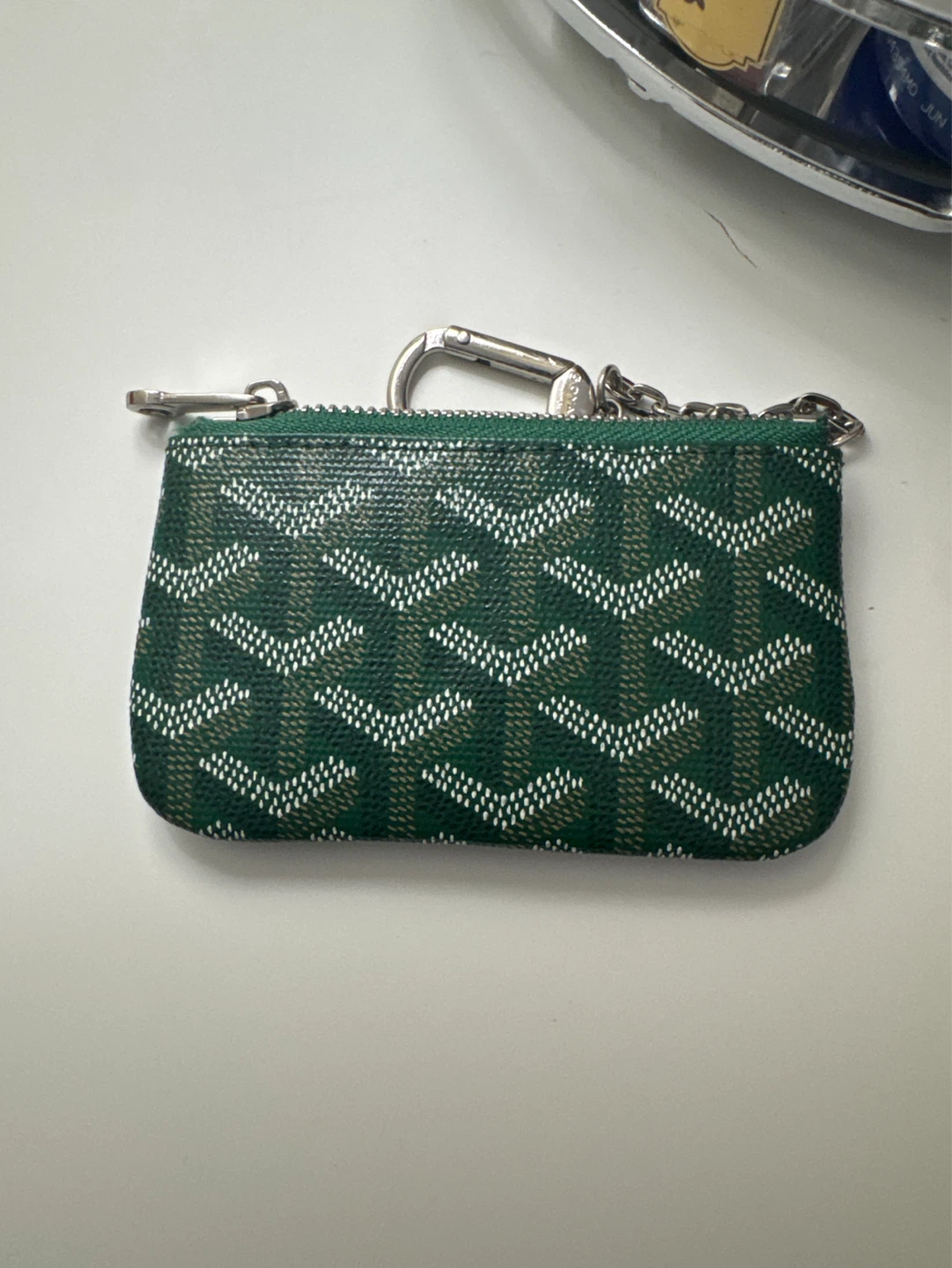 Goyard Green Chevron Coin Pouch with Keychain - photo 2