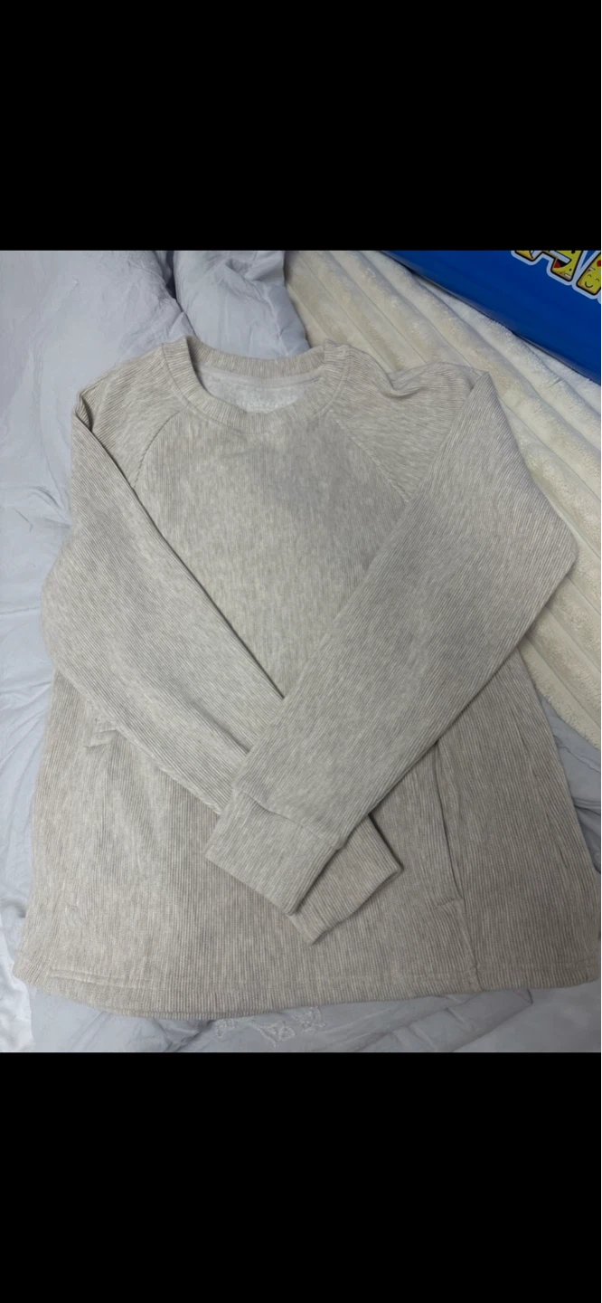 Recreation Light Beige Ribbed Crewneck Sweatshirt