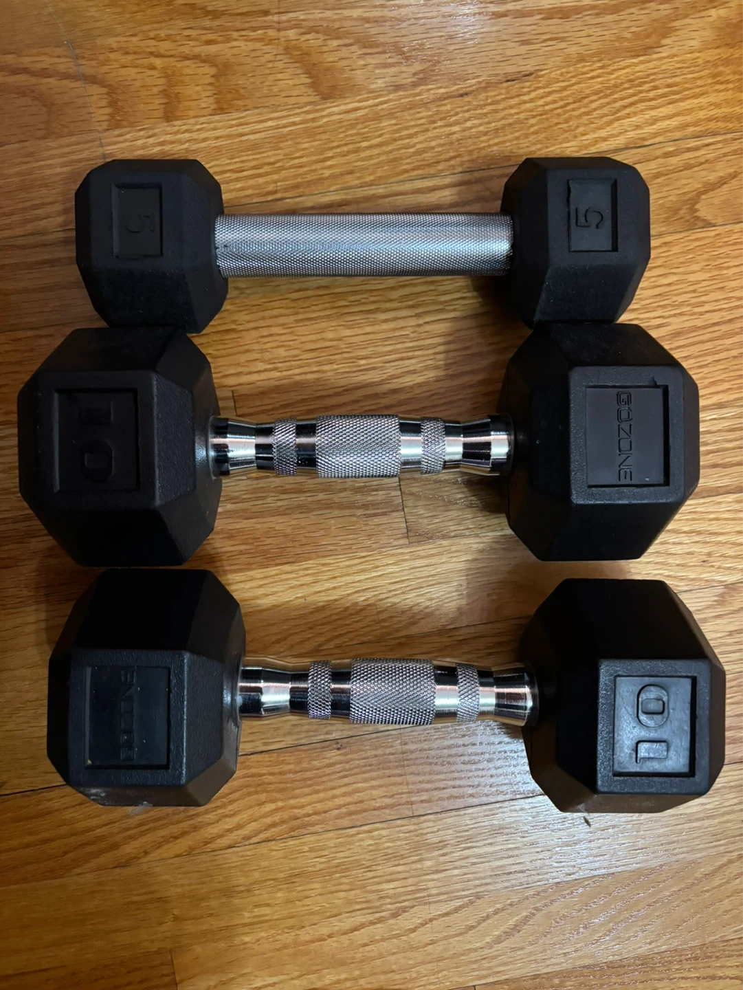 GoZone Hex Dumbbells (5 lbs, 10lbs, 10 lbs)