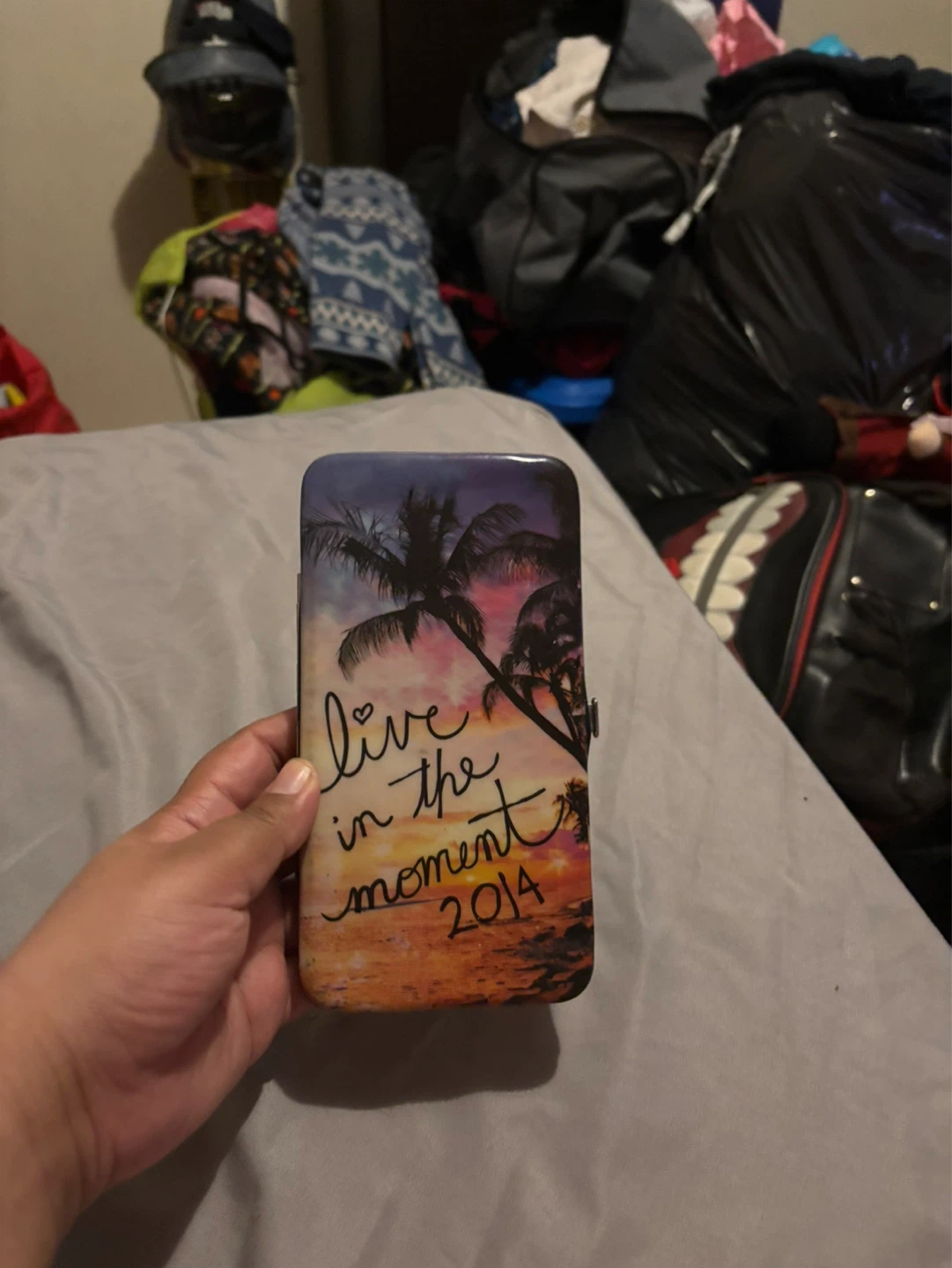 Wallet with Palm Tree Sunset Design