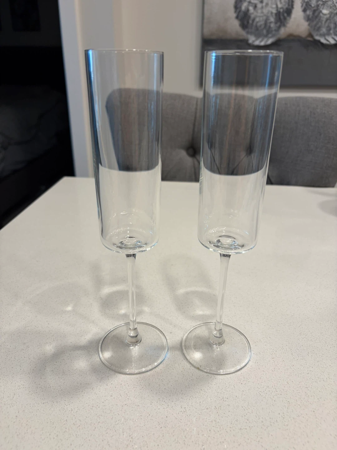 Set of 2 Clear Tall Flute Glasses