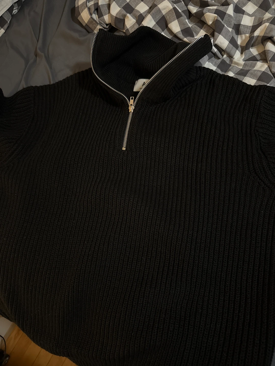 Black Knit Half-Zip Sweater