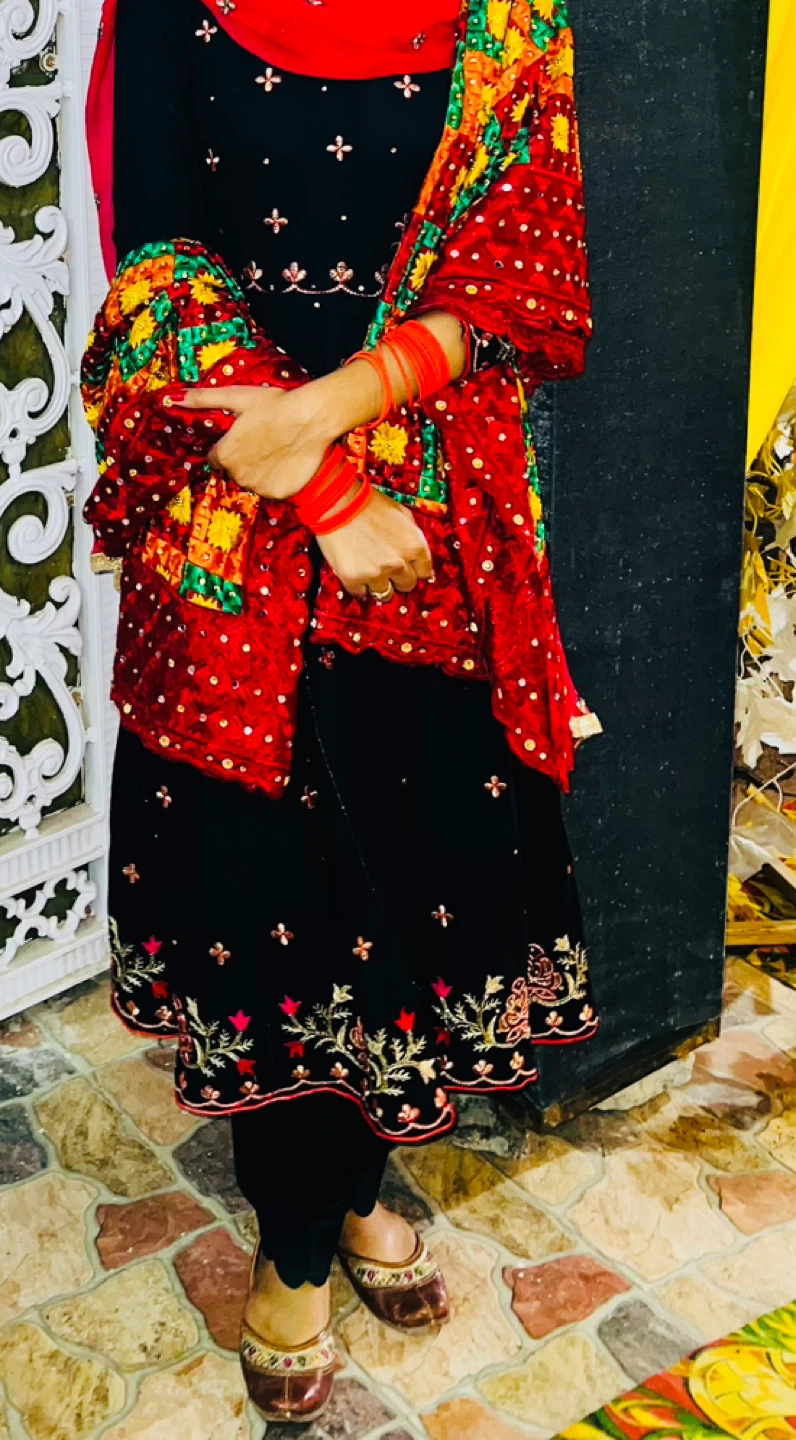 Black embroidered salwar kameez with dupatta