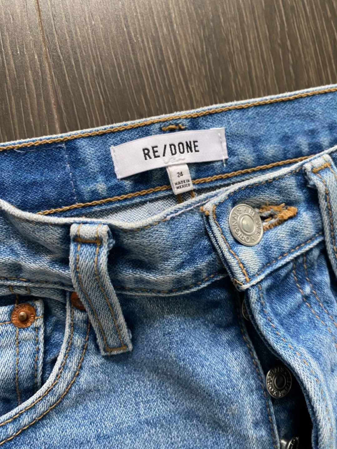 Re/Done Blue Denim Designer Jeans Straight Oversized US24 - photo 2