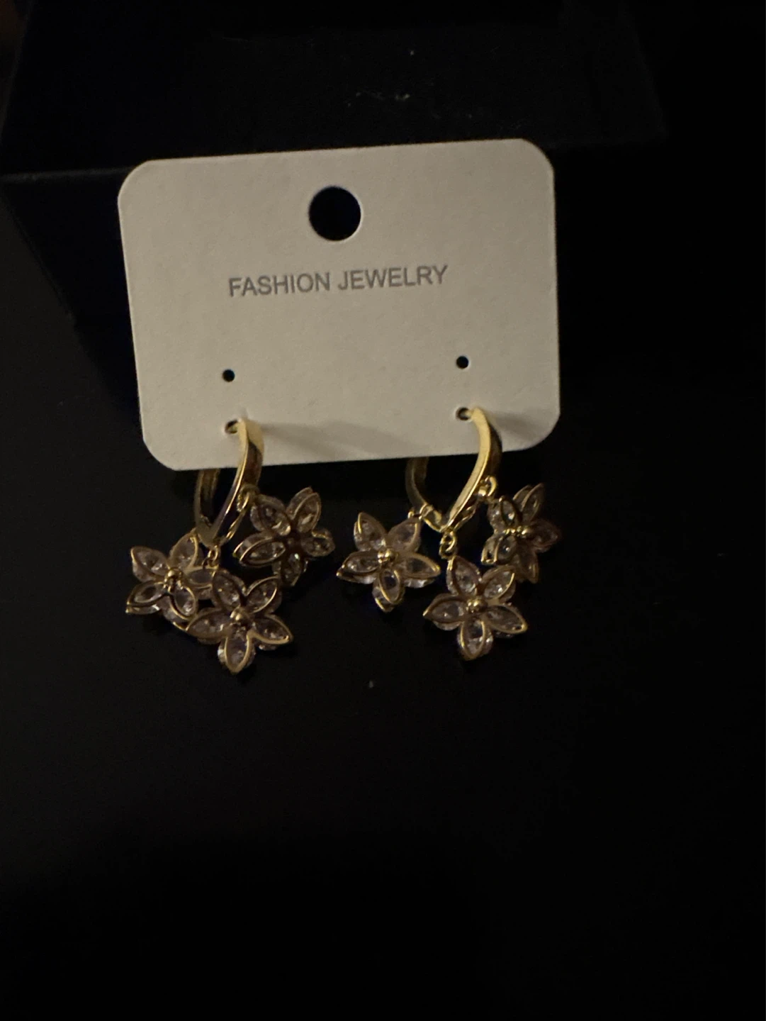 New Gold cubic zircon Flower Dangle Earrings - photo 5