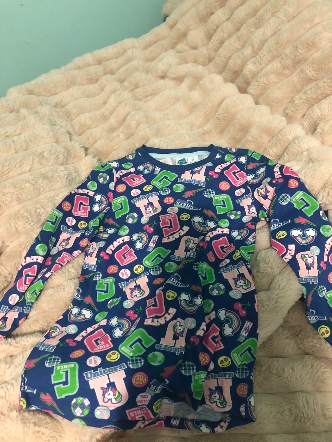 Extremely Me Girls Unicorn Graphic Long Sleeve Shirt Size 14 - photo 3