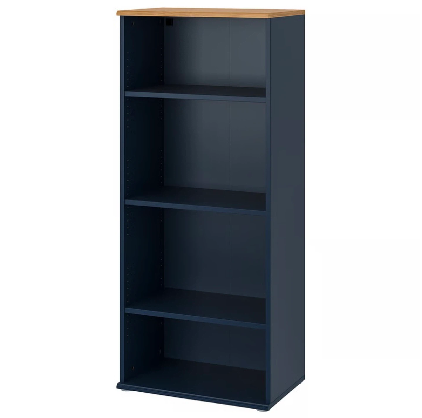 Dark Blue Bookshelf with Light Wood Top
