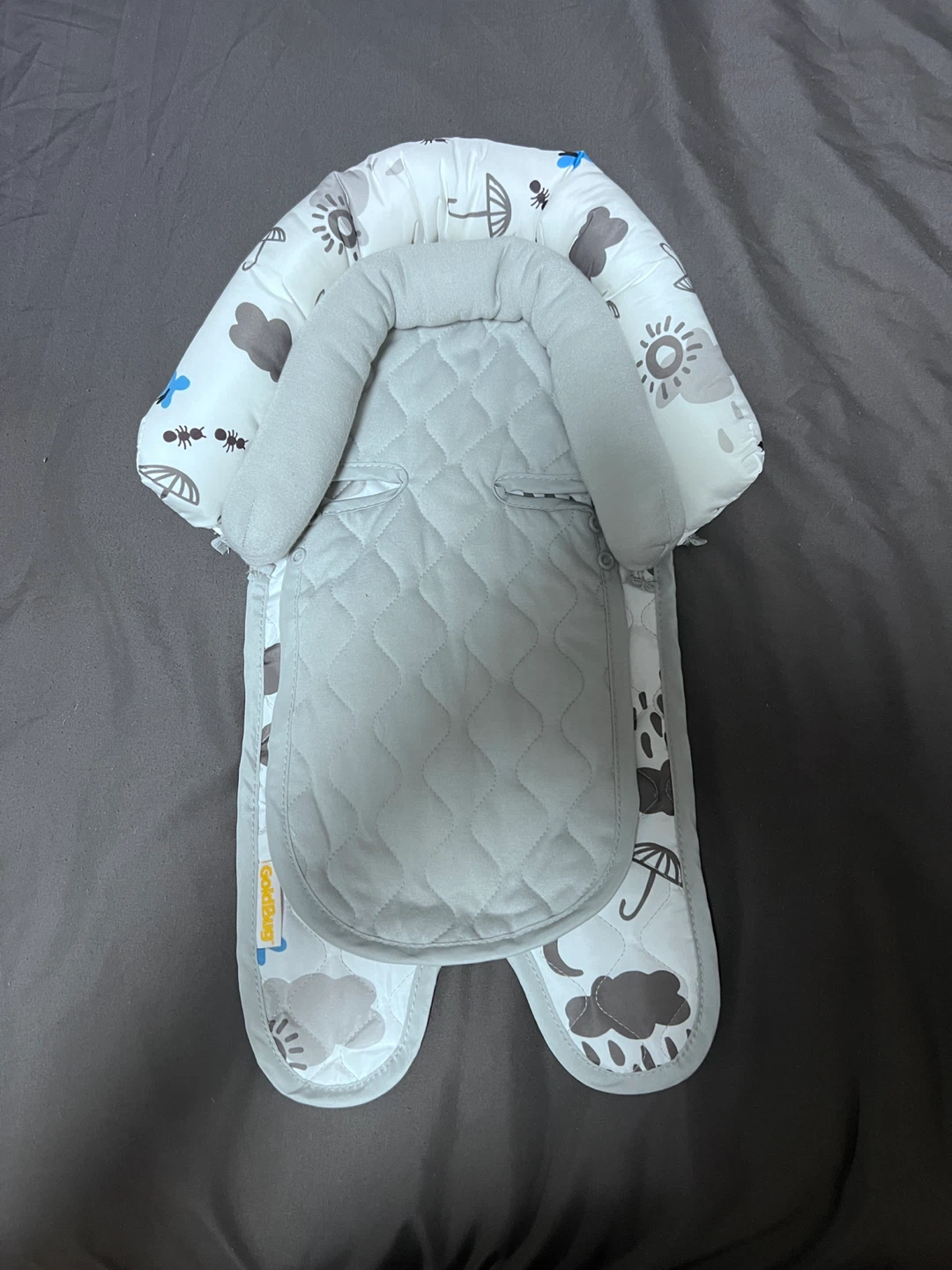 Baby Head Support Insert - White Cloud & Umbrella Print - photo 2