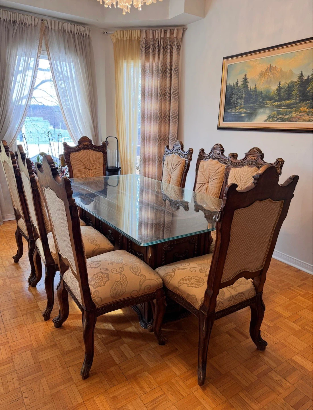 Dining Chairs Set - Ornate Wood and Upholstered - photo 3
