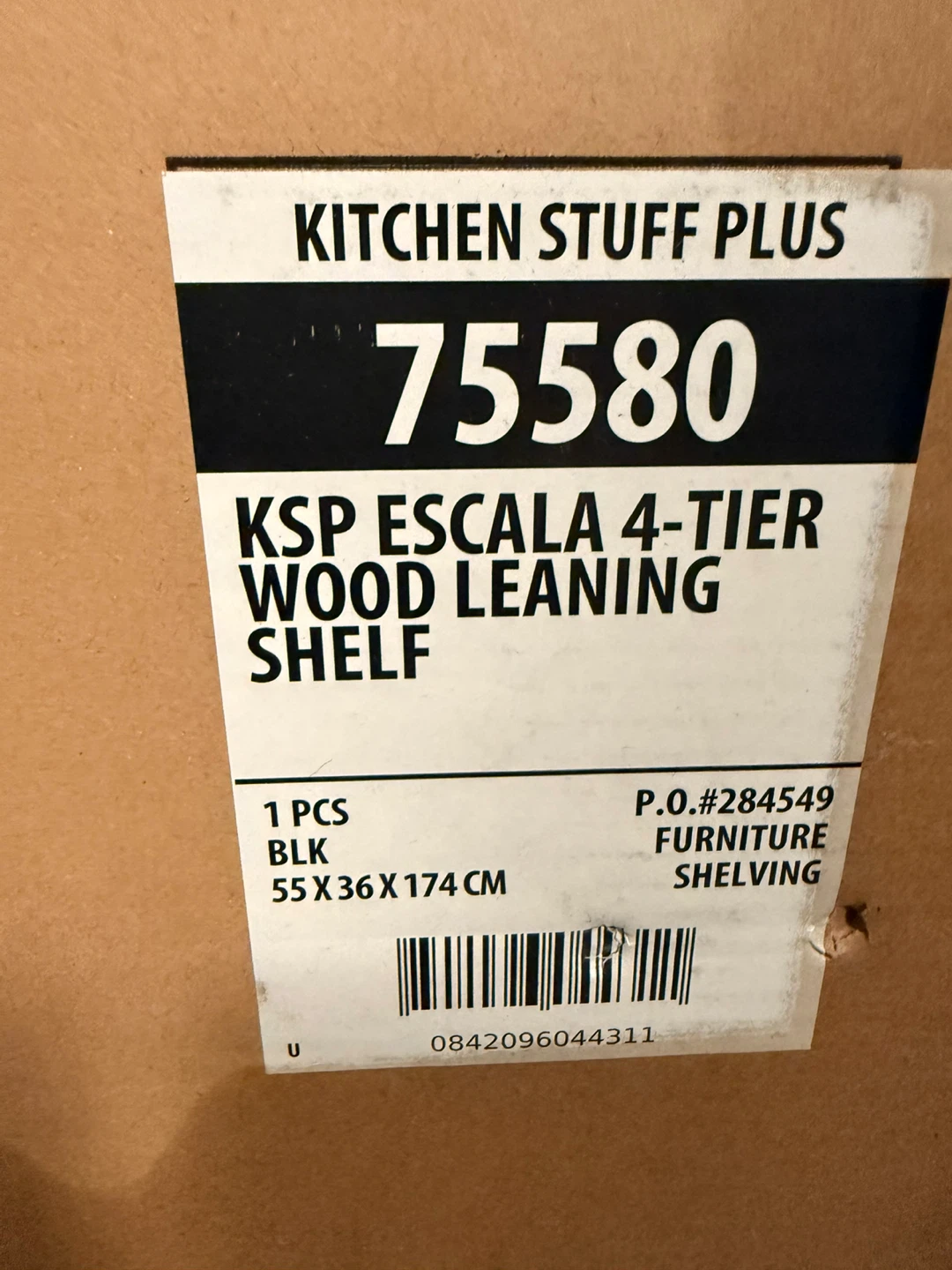 Kitchen Stuff Plus KSP Escala 4-Tier Wood Leaning Shelf - Black - photo 2
