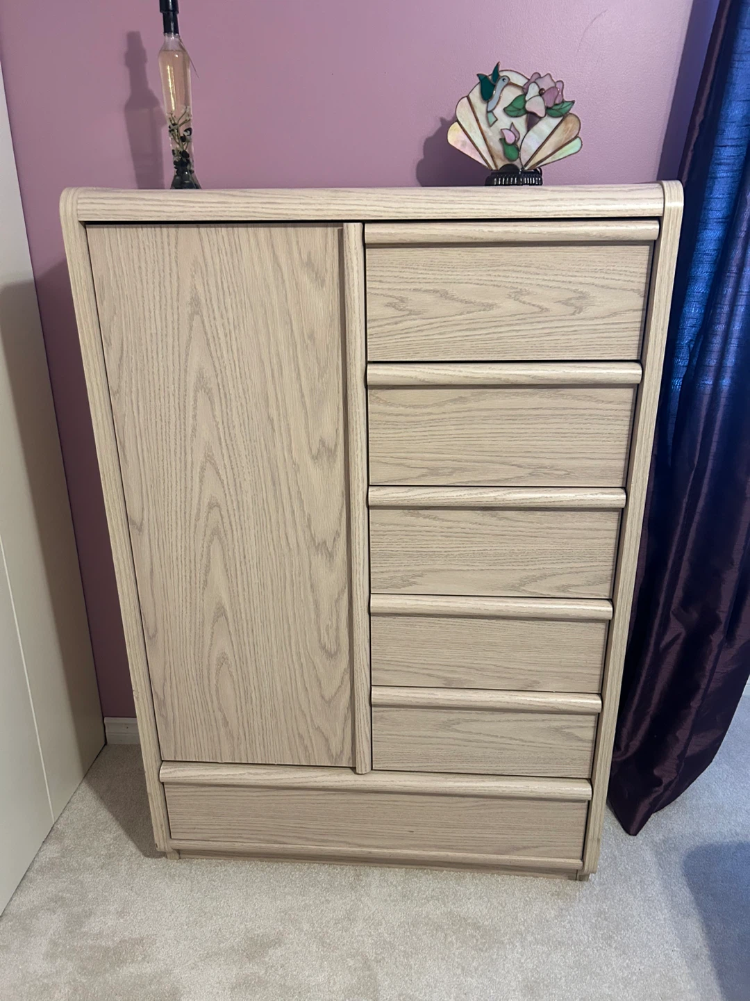 Light Wood Dresser with Mirror and Cabinet - photo 3