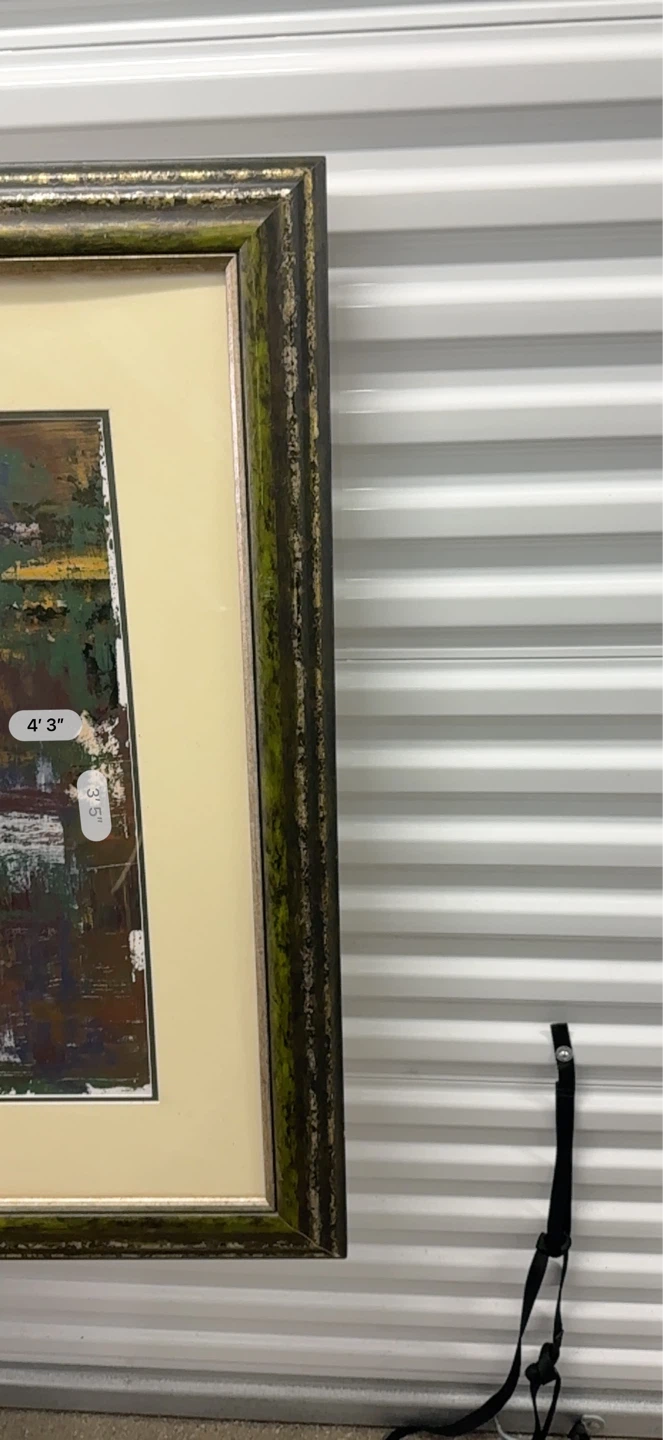 Large Abstract Painting in a Beautiful Distressed Vintage Frame - photo 4