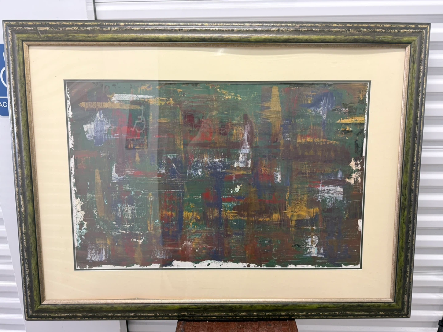 Large Abstract Painting in a Beautiful Distressed Vintage Frame - photo 2