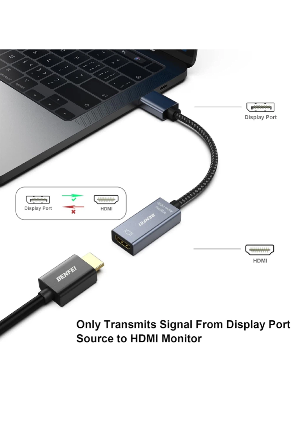 BENFEI Active DisplayPort to HDMI Adapter 4K@60Hz