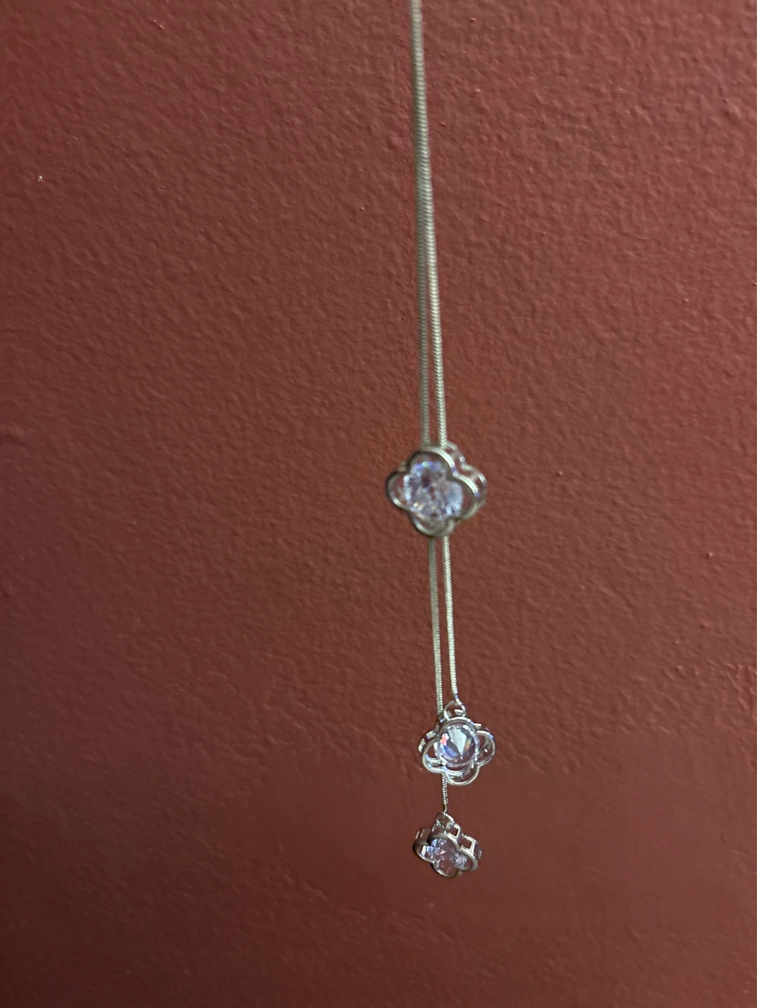 14k white gold SS Clover Necklace with Cubic Zirconia - photo 4
