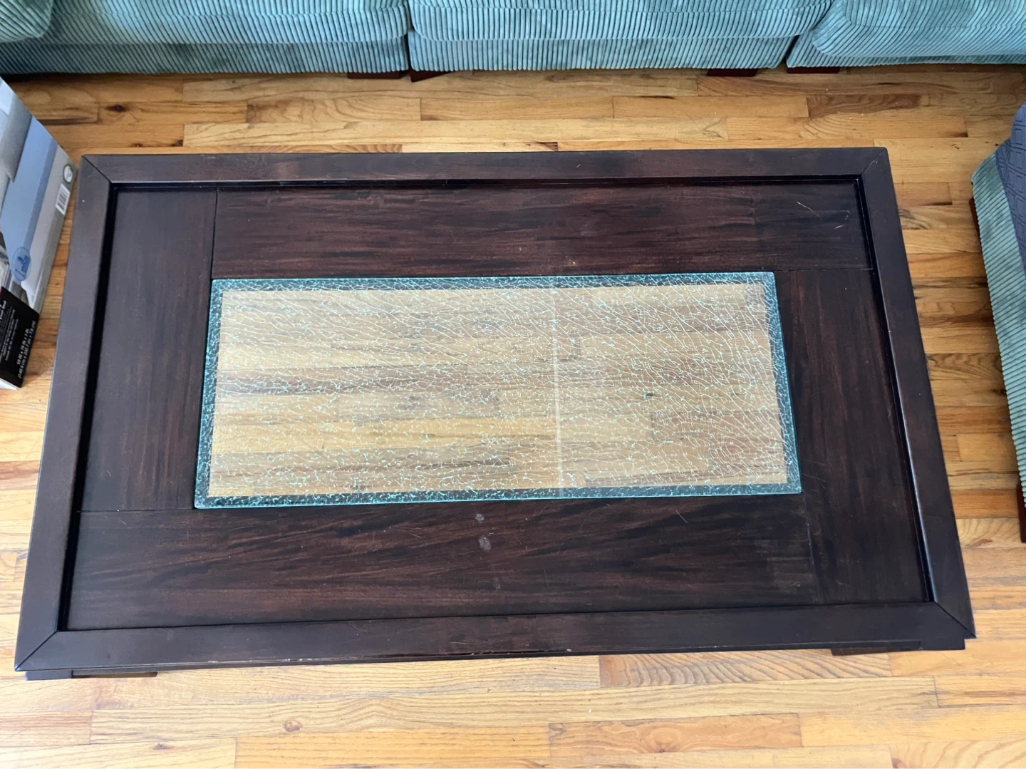 Dark Wood Coffee Table with Glass Inlay - photo 2
