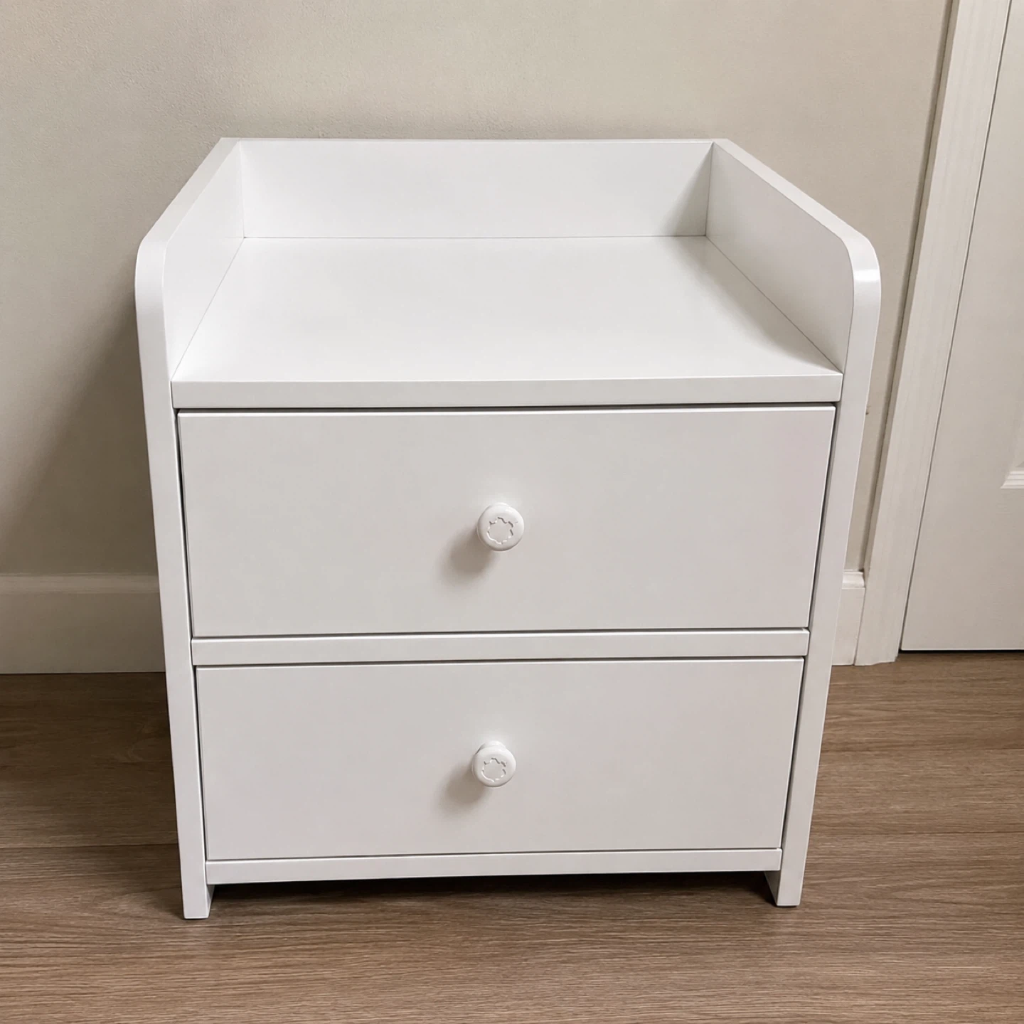 White Two-Drawer Nightstand