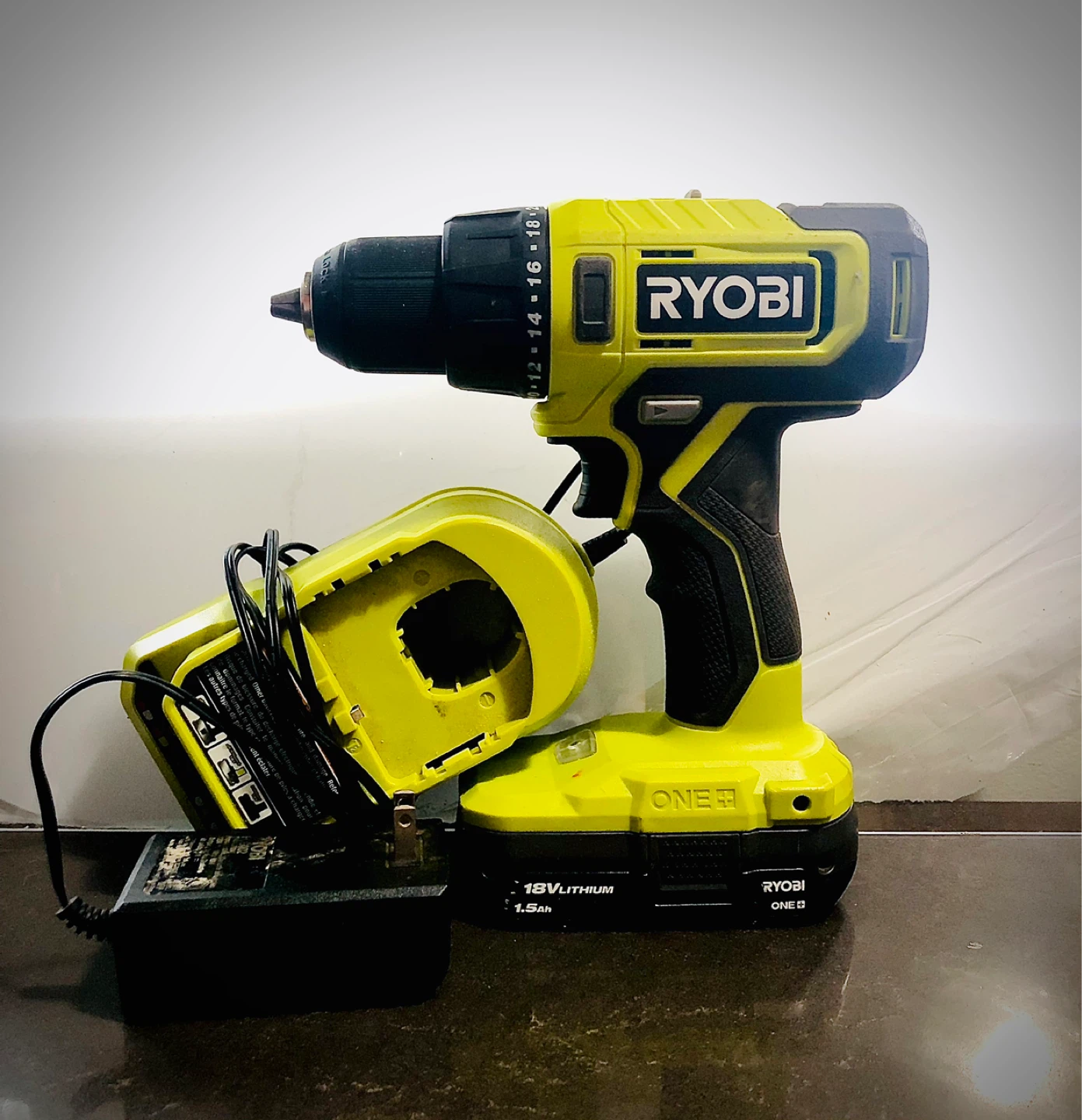 Ryobi 18V ONE+ Lithium-Ion Cordless Drill with Charger