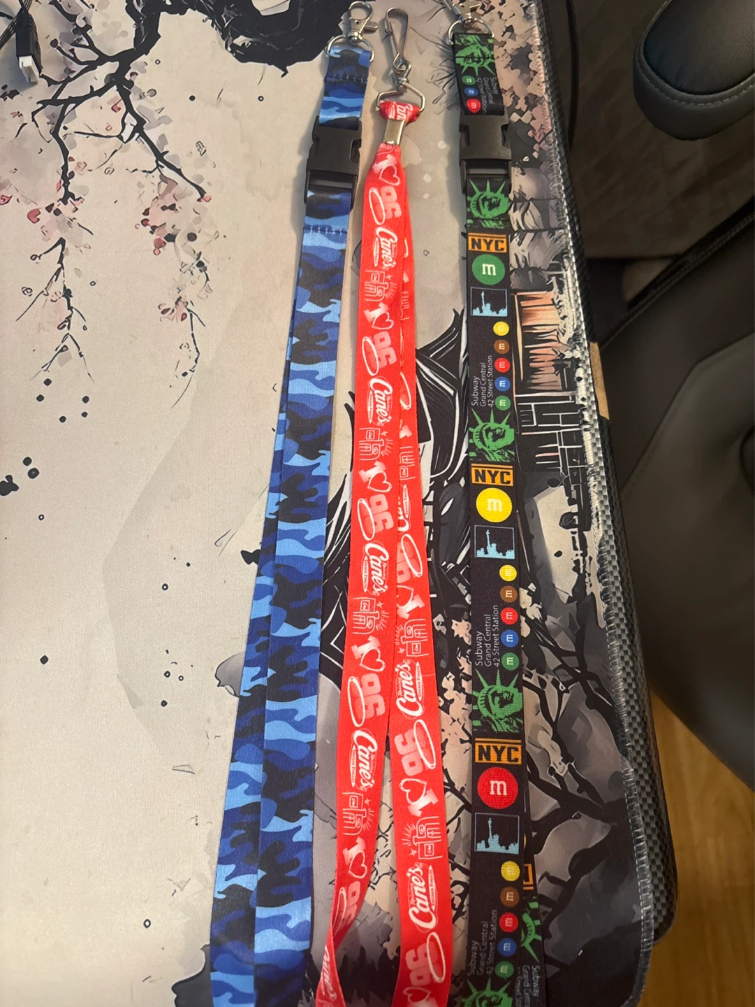 Set of 3 Lanyards: Raising Cane's, NYC Subway, Camo